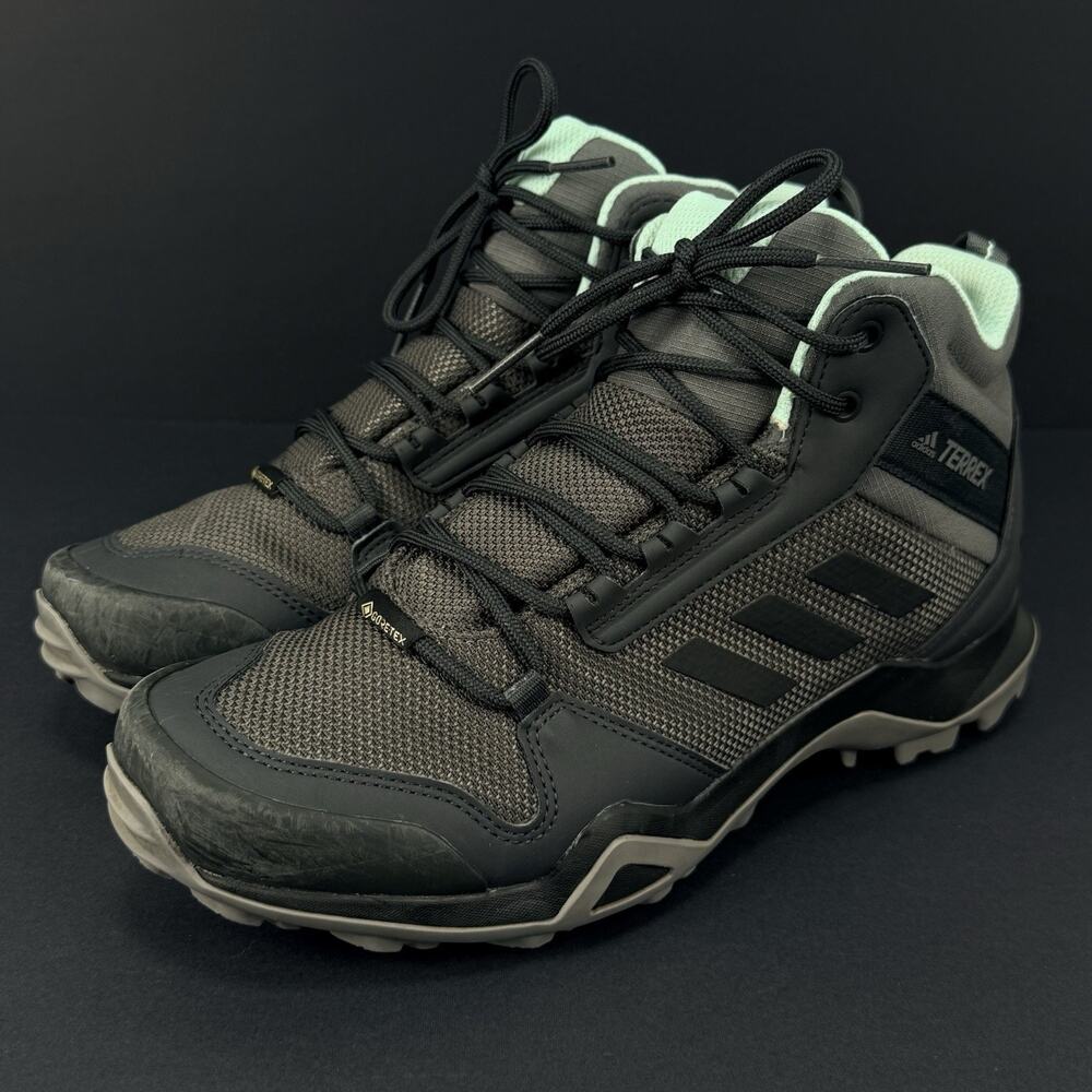 Adidas Terrex AX3 Mid GTX Women’s 8.5 Gray Mint Hiking Trail Boots Gore-Tex